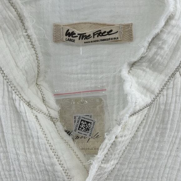 Free People Women's Summer Daydream Button Down Shirt - White - Large - NWT - Picture 4 of 7